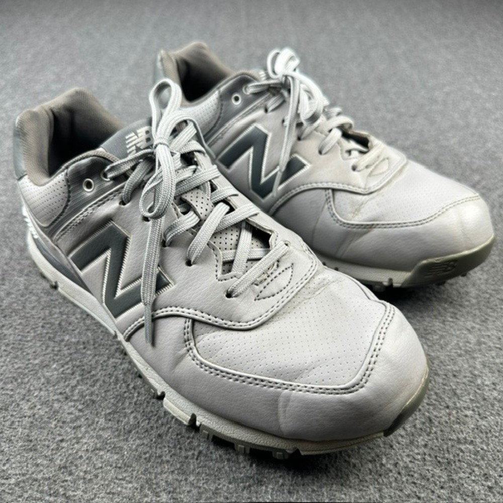 New Balance 574 Leather Golf Shoes Mens 9 4E Extra Wide Grey Spikeless NBG574